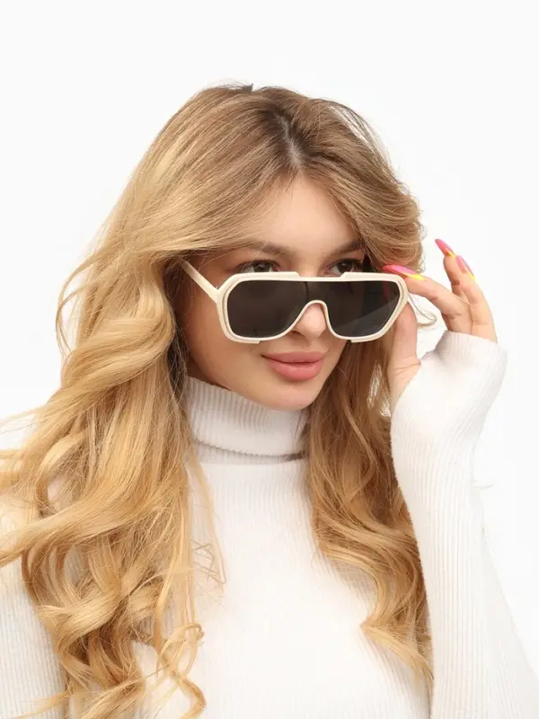 Очки солнцезащитные &laquo;OneSun. Маска&raquo;, uv 400, линза 4.5&times;5.8 см, белый, чёрный