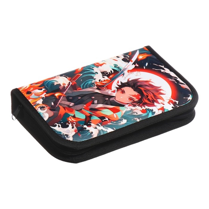Пенал 1 секция 140 х 210 х 40 мм, откидной карман и косметичка, тканевый, Calligrata TOP Content  Пенал 1 секция 140 х 210 х 40 мм, откидной карман и косметичка, тканевый, Calligrata TOP Content "Аниме огонь"