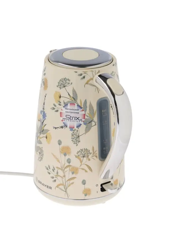 Чайник BRAYER 1083BR-YE, электрический, 2200Вт, 1.7л, нерж.сталь. автоотключение