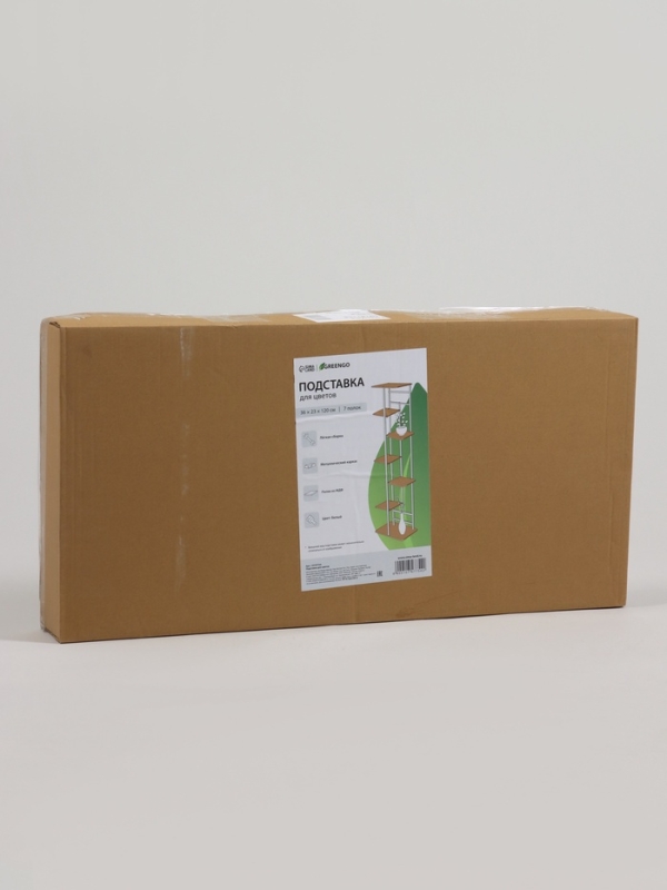 Подставка для цветов Greengo, 7 полок, 36 × 23 × 120 см, напольная, каркас металл, полки МДФ, белая Подставка для цветов Greengo, 7 полок, 36 × 23 × 120 см, напольная, каркас металл, полки МДФ, белая
