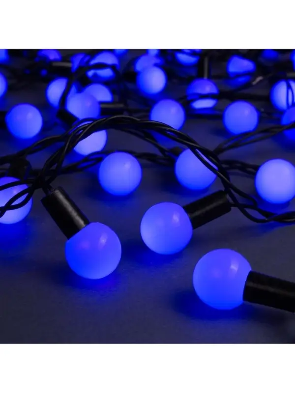 Гирлянда &laquo;Нить&raquo; 10 м с насадками &laquo;Шарики 2.5 см&raquo;, IP44, тёмная нить, 100 LED, свечение синее, 8 режимов, 220 В
