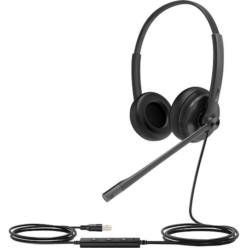 Гарнитура головная Yealink UH34 Dual UC Дуо, Проводная, HD звук, USB, шт