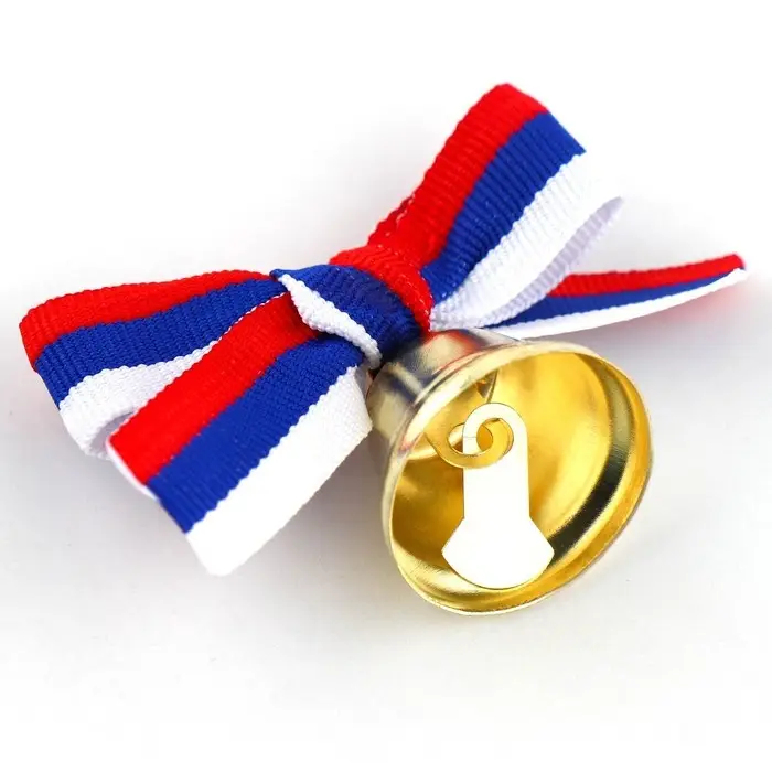 Колокольчик на булавке с бантом на выпускной, триколор, d = 2,6 см Колокольчик на булавке с бантом на выпускной, триколор, d = 2,6 см