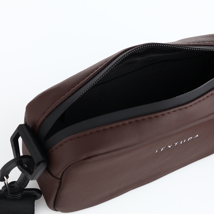 Сумка женская на молнии, TEXTURA, маленький размер, длинный ремень, цвет коричневый Сумка женская на молнии, TEXTURA, маленький размер, длинный ремень, цвет коричневый