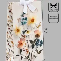 Пакет подарочный с лентой &laquo;Цветочный&raquo;, 13&times;23&times;7 см