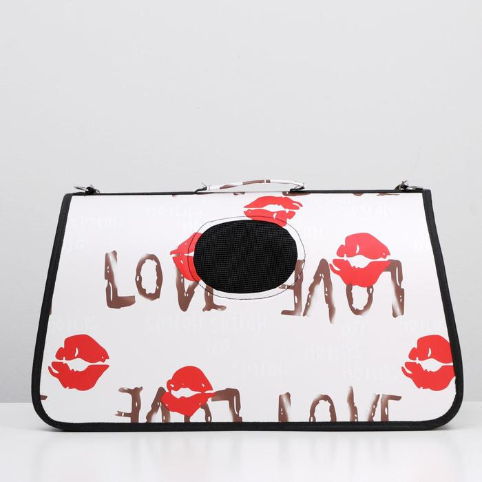 Сумка - переноска для животных  Сумка - переноска для животных "Love",размер L, белая, 53 х 21 х 29 см