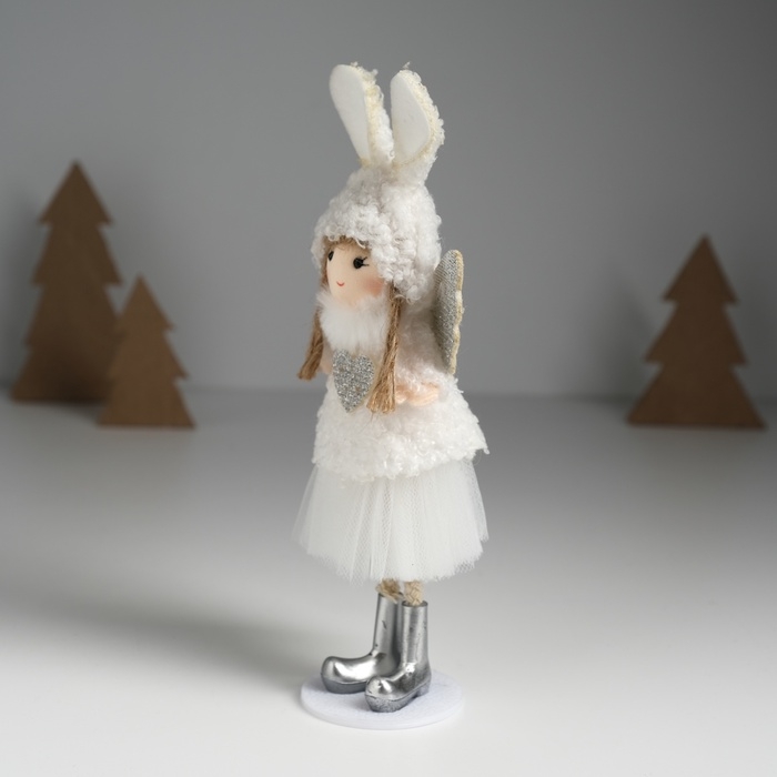 Кукла интерьерная  Кукла интерьерная "Ангелочек в шапке с ушками зайчика" 4х8х20 см