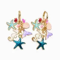Серьги "Морской мир" подвесочки, цветные в золоте