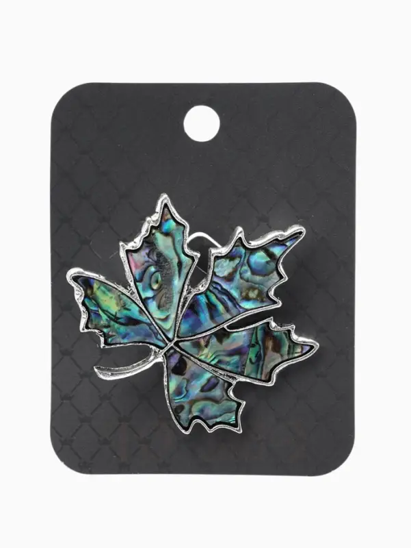 Брошь-кулон &laquo;Галиотис. Лист клёна&raquo;, зелёная в чернёном серебре