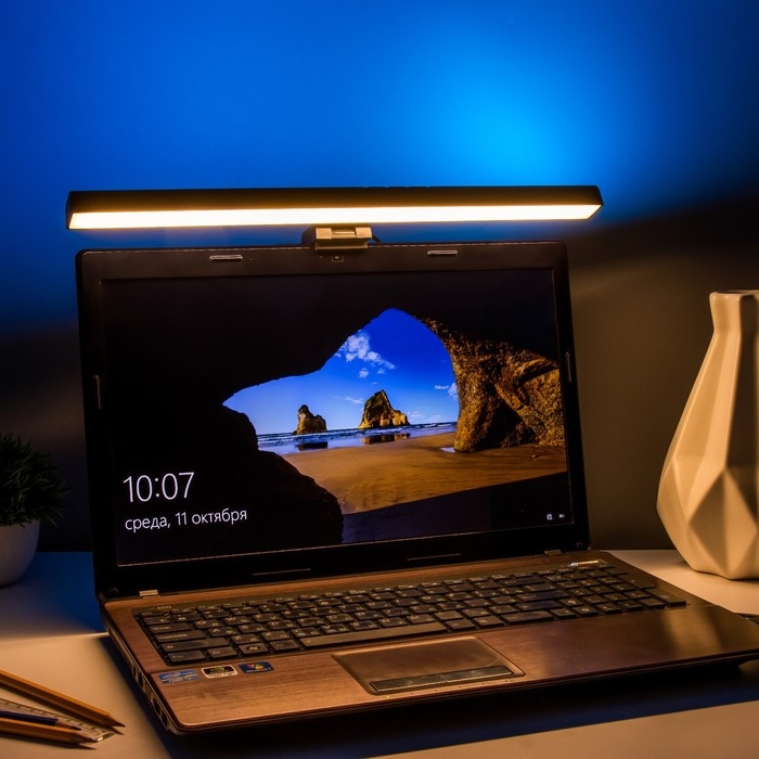 Светильник для экрана Светильник для экрана "Люмис" LED 5Вт 3000К-6000К RGB 201Лм Ra85 USB черный 10,4х6,5х40см