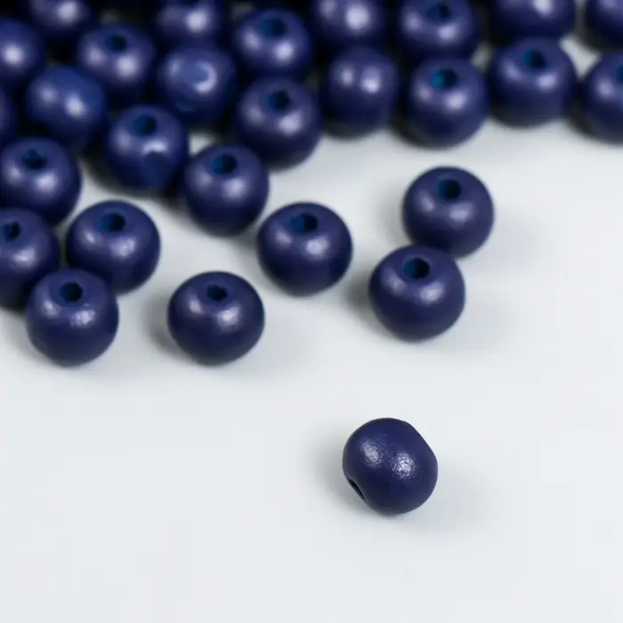 Бусины для творчества дерево "Синий" d-0,8 см, набор 20 гр