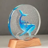 Сувенир стекло свет "Диск. Кит" 5хLED d=10 см, USB, цветной 10х4х11,4 см Сувенир стекло свет "Диск. Кит" 5хLED d=10 см, USB, цветной 10х4х11,4 см