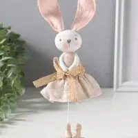 Сувенир полистоун "Зайка в льняном платье с бантом" 12х10х22,5 см