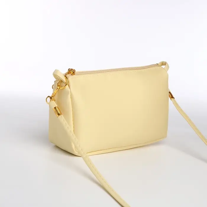 Сумка женская кросс-боди на молнии, 18&times;6.5&times;12 см, бежевая