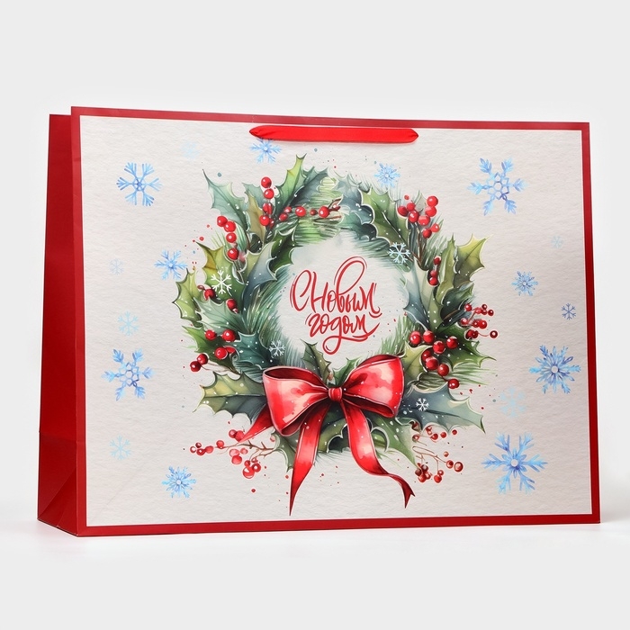 Новый год. Пакет ламинированный «Венок», XXL 46 х 61 х 20 см. Новый год. Пакет ламинированный «Венок», XXL 46 х 61 х 20 см.
