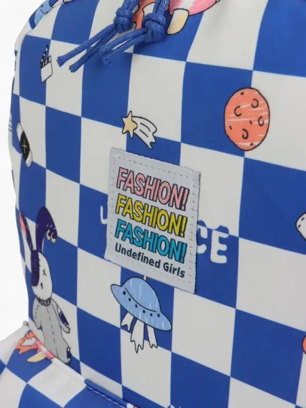 Рюкзак школьный на молнии, с карманами, в клетку, 28&times;11.5&times;40 см, синий