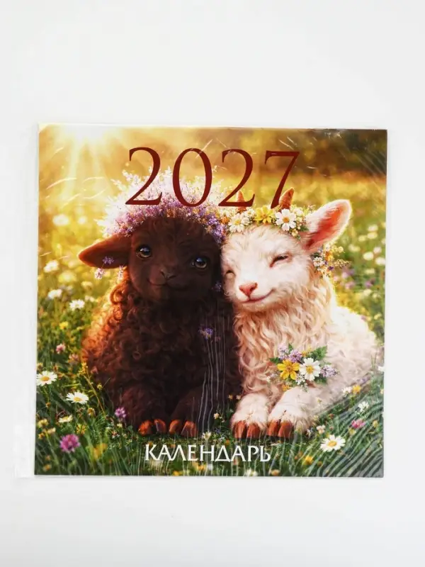 Календарь 2027 перекидной на скрепке 6 листов 29&times;29, &laquo;Счастливая овечка&raquo;