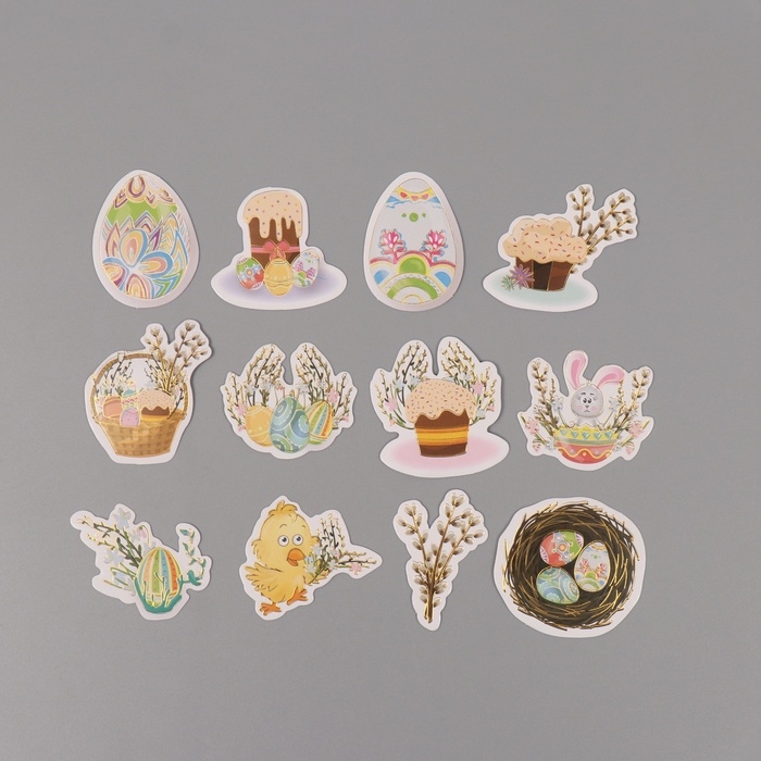 Наклейки для творчества Наклейки для творчества "Праздник Светлой Пасхи" тиснение золото набор 48 шт 9х7х0,8 см
