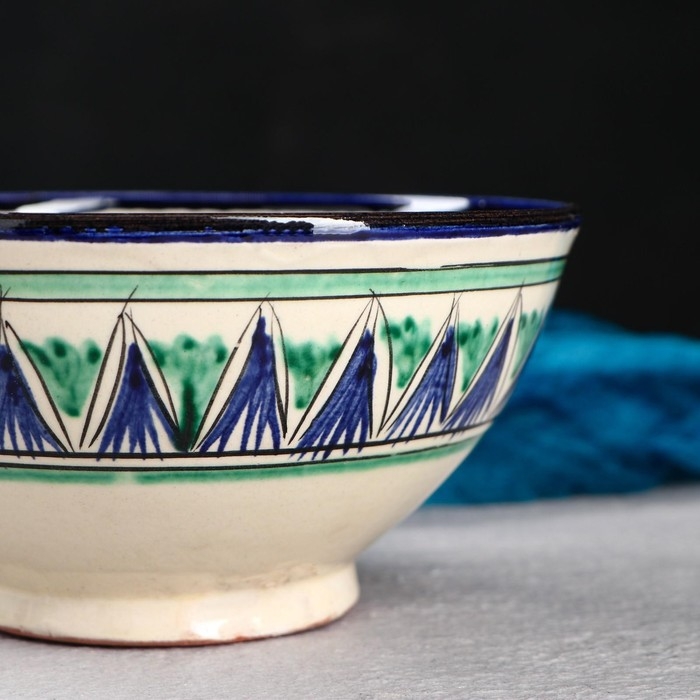 Коса Риштанская Керамика  Коса Риштанская Керамика "Цветы" 15 см, малая, синяя