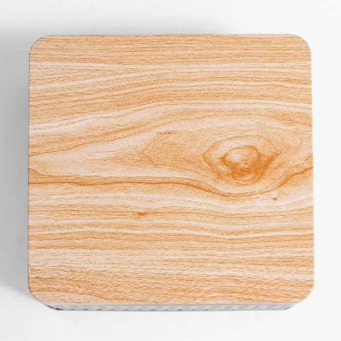 Шкатулка металл квадрат Шкатулка металл квадрат "Ромбы" серая, крышка под дерево 6х17х17 см