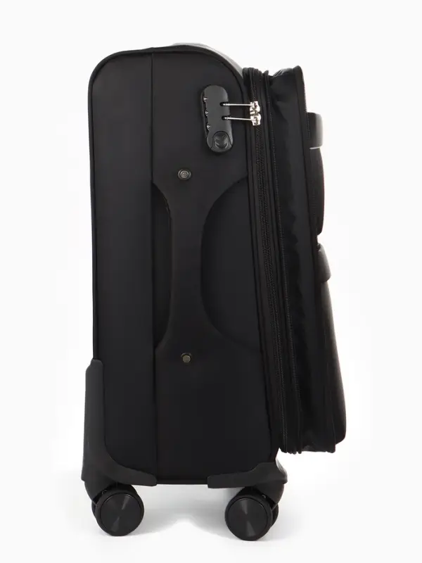 Чемодан на колёсах TEXTURA, кодовый замок, с увеличением, 36&times;25&times;58 см, 20", чёрный