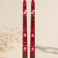 Набор свечей античных, 2,2х25 см, 2 шт "Новогодние персонажи" красные 8х28х2,3 см