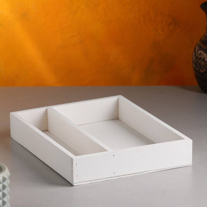 Кашпо деревянное 25.5×20×4.5 см "Макарунас", белый Дарим Красиво