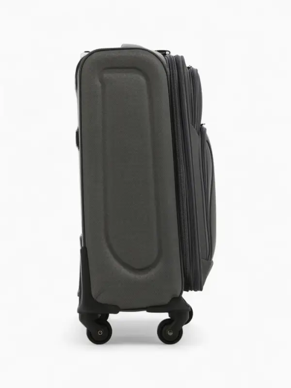 Чемодан 20 Чемодан 20", Текст, 37*23*54, отд на молнии, 2 нар/карм, увелич, код замок, 4 колеса, серый 108759