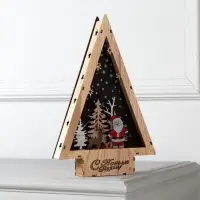 Светодиодная фигура &laquo;Дед Мороз и олень&raquo; 19&times;30&times;4.5 см, дерево, от батареек АААх2, свечение тёплое белое