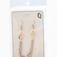 Серьги висячие со стразами &laquo;Вечерние&raquo;, нить и кольцо, белые в золоте,10 см