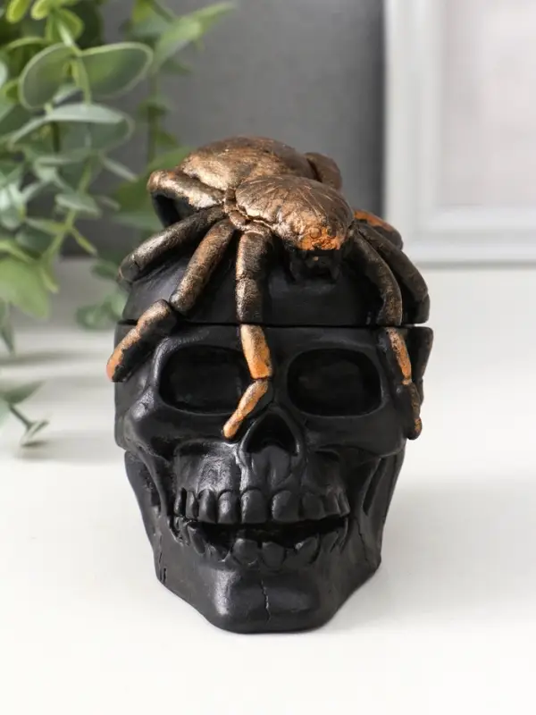 Шкатулка с крышкой «Череп», 10×8×10 см, чёрная