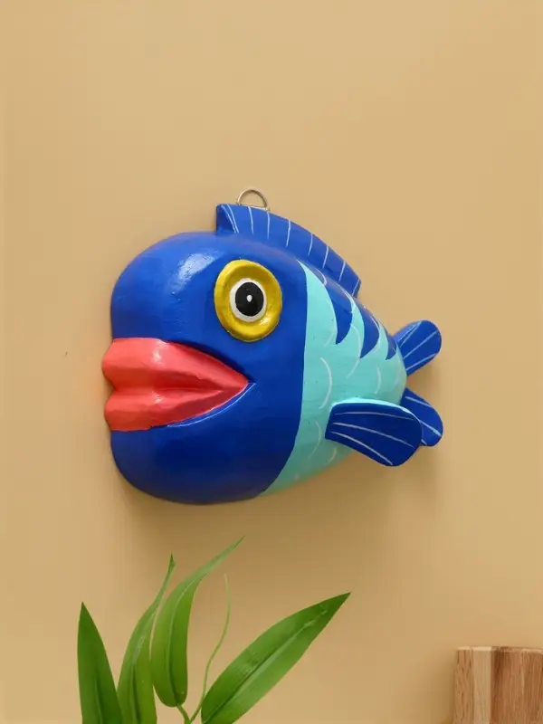 Панно  Панно "Рыба-клоун" дерево 20х16х4 см, цв. сине-бирюзовый