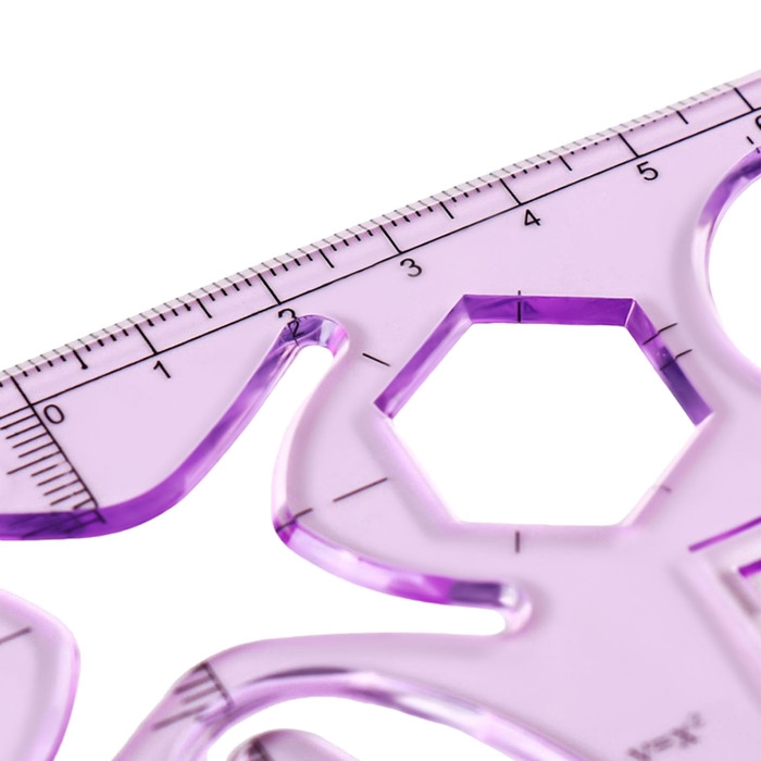 Линейка-трафарет, пластик, с транспортиром, для черчения фигур, МИКС Линейка-трафарет, пластик, с транспортиром, для черчения фигур, МИКС