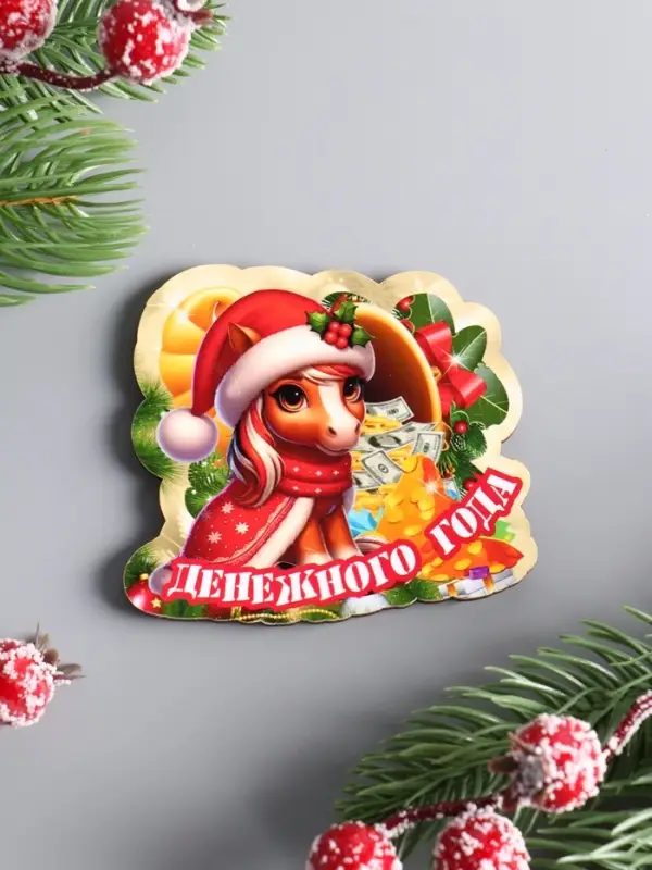 Магнит новогодний 2026 «Денежного года», размер магнита 7×6.5 см