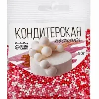 Посыпка кондитерская с мягким центром &laquo;Бисер&raquo; розовый, красный, серебро, 50 г