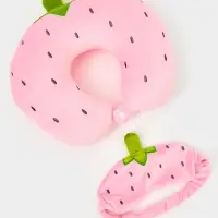 Мягкая игрушка - антистресс подголовник "Клубничка" с маской для сна