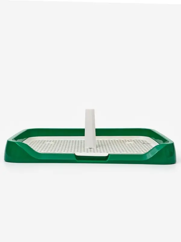 Туалет для собак, 46.5&times;36&times;5.5 см, со съёмной решеткой и столбиком, зелёный