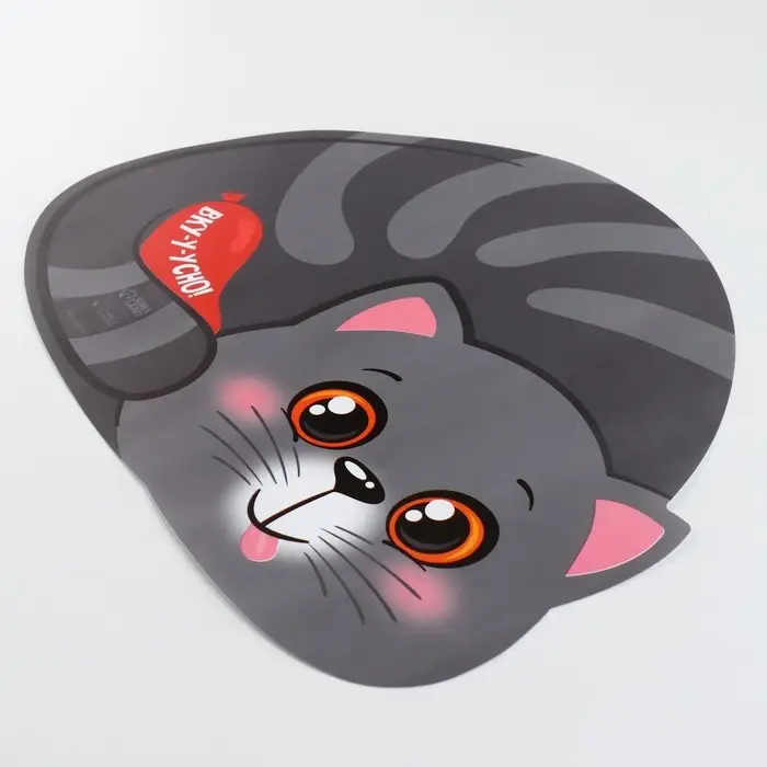 Набор коврик под миску Набор коврик под миску "Вку-у-усно!" + 2 миски пластиковые серые