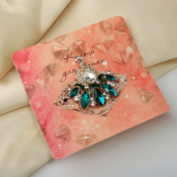 Кольцо для платка «Павлин», цвет бело-зелёный в золоте Кольцо для платка «Павлин», цвет бело-зелёный в золоте