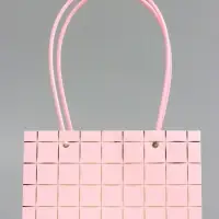 Сумка переноска для цветов, влагостойкая, розовая, с тиснением, 22&times;10.5&times;13.5&plusmn;5% см