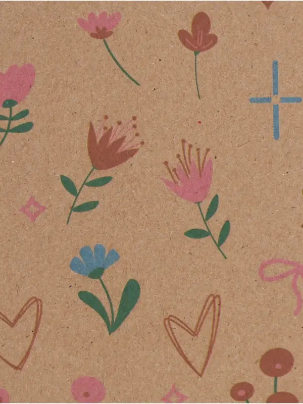 Бумага упаковочная крафт &laquo;Векторные цветы&raquo;, 50&times;70 см