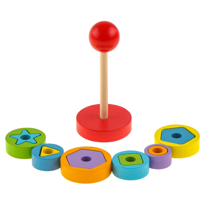 Детская развивающая пирамидка  Детская развивающая пирамидка "Фигурки" 14 × 6,2 × 6,2 см, по методике Монтессори