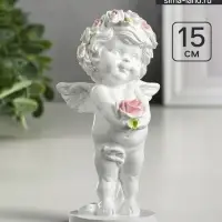 Фигурка гипс &laquo;Ангелочек с розочкой&raquo;, 15&times;7.5&times;7.5 см