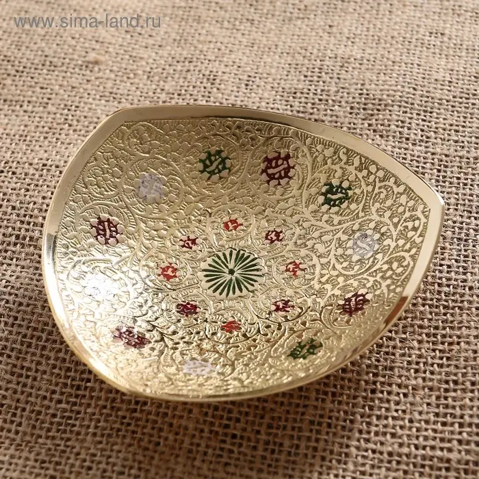 Блюдо латунь цветная эмаль Блюдо латунь цветная эмаль "Роззи" 2,5х11х10,5 см