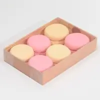 Кондитерская упаковка, коробка для макарун с PVC крышкой, «Крафт», 18 х 12 х 3.5 см