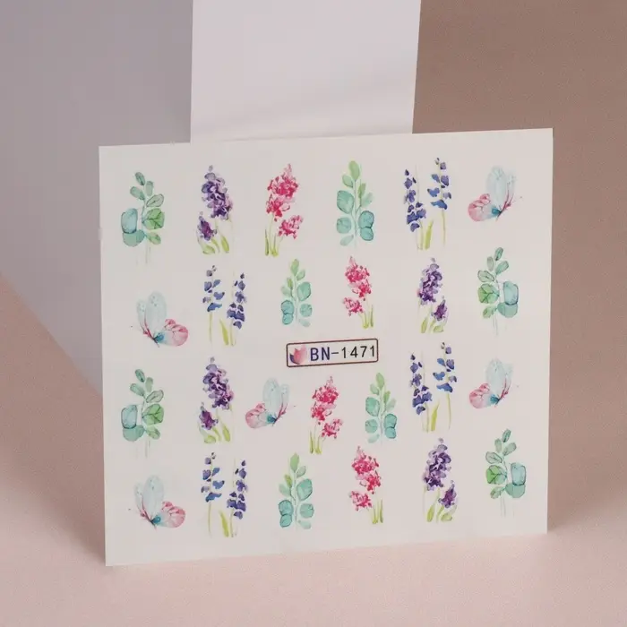 Слайдеры для ногтей «Акварельные цветы», разноцветные Слайдеры для ногтей «Акварельные цветы», разноцветные