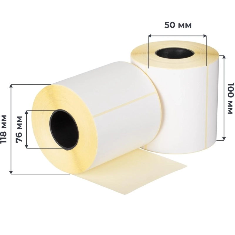 Термоэтикетки ЭКО 100х50, 1000 шт/рул, вт.76, 9 рул/уп