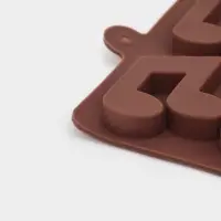 Форма для шоколада Доляна &laquo;Ноты&raquo;, силикон, 19.5&times;12&times;1 см, 15 ячеек (4.2&times;2.2 см), коричневый