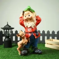 Садовая фигура из полистоуна &laquo;Гном с олененком&raquo;, 50&times;19&times;26 см, МИКС