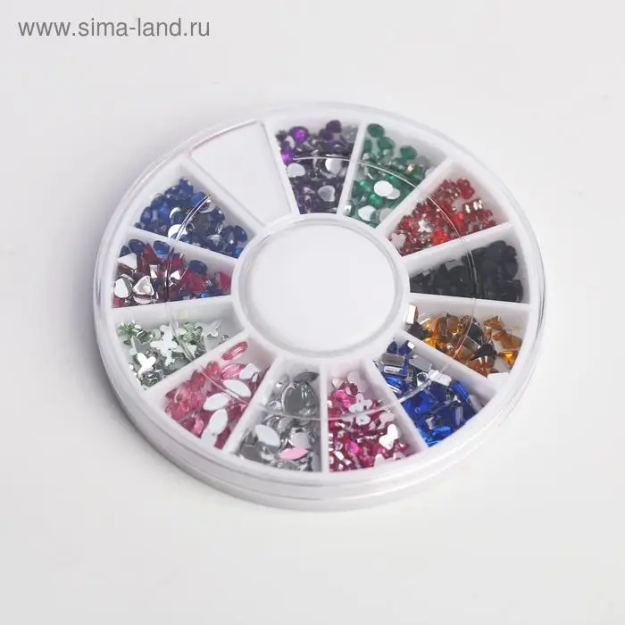 Набор фигурных страз для декора ногтей Flamongo party, 12 цветов Набор фигурных страз для декора ногтей Flamongo party, 12 цветов